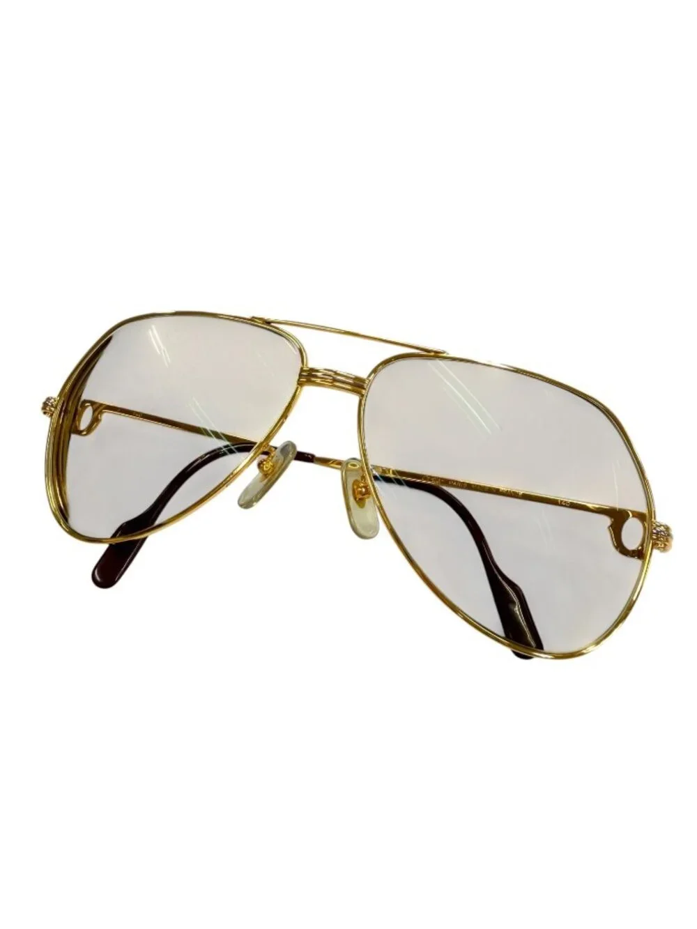 Cartier Vintage Two Bridge Teardrop Logo Eyewear Sunglasses Gold Prescription